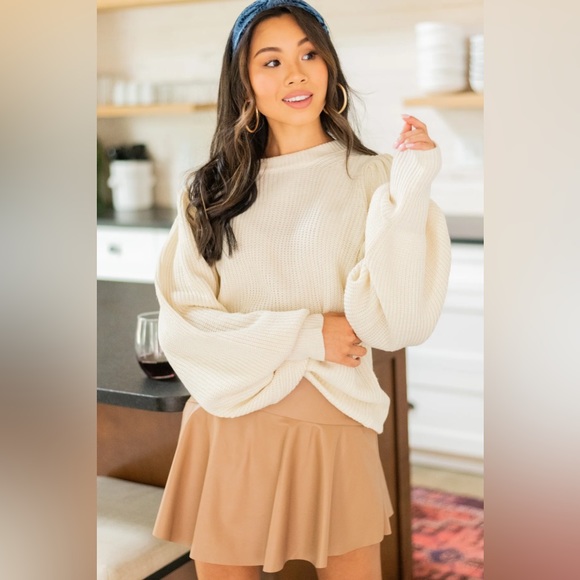 Fierce Love Camel Brown Leather Skort - Picture 5 of 5